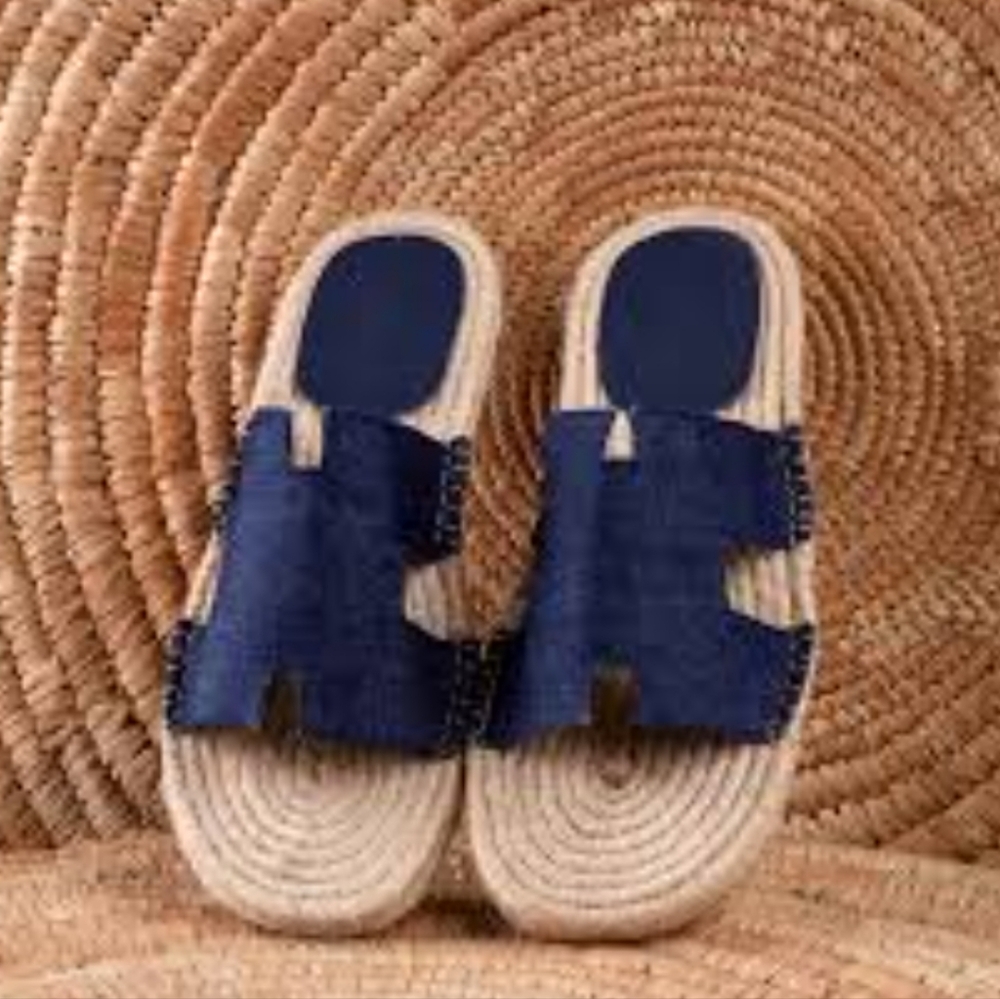Hermès Navy Blue Antigua Espadrilles Sandals - Picture 8 of 10